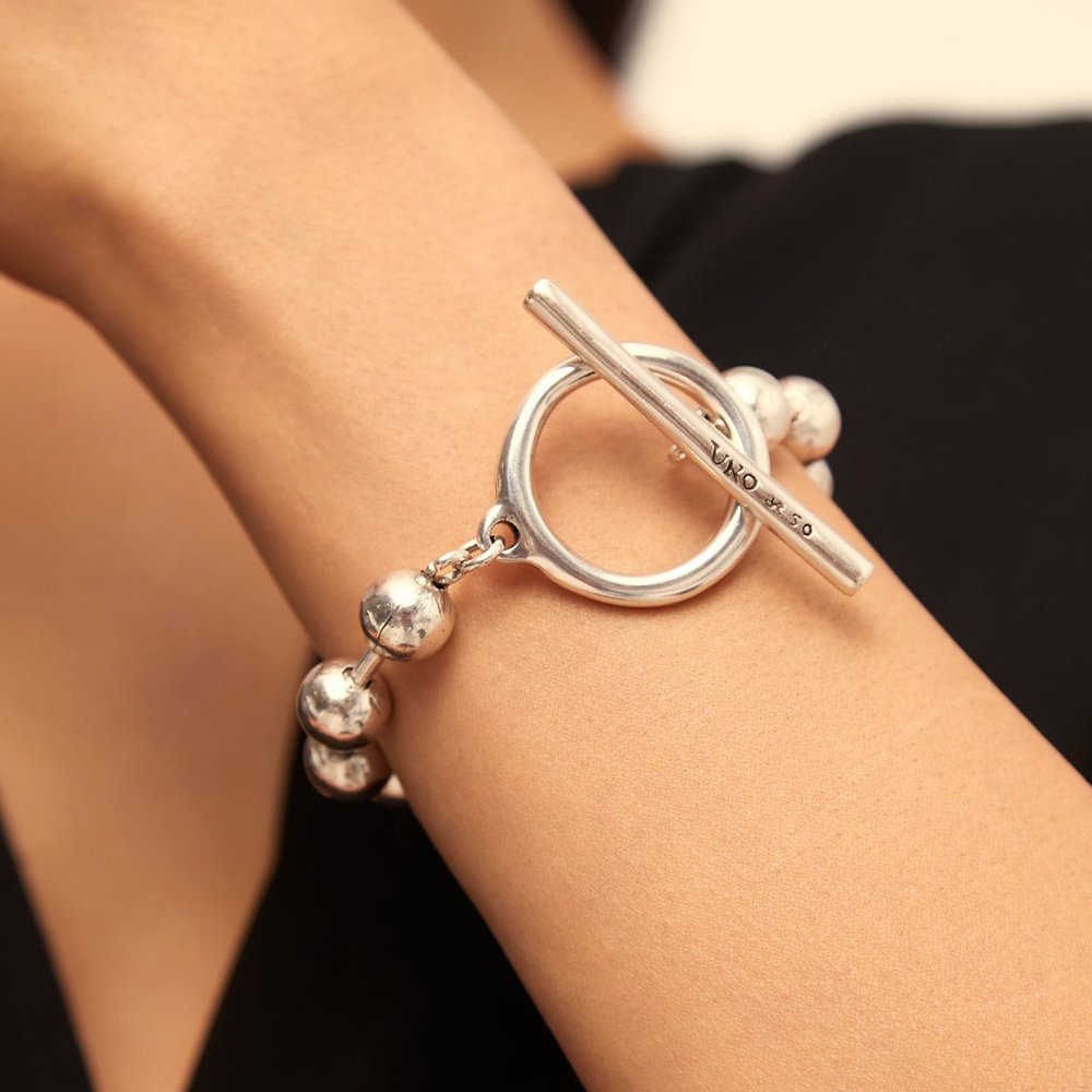 UNO de 50 - On / Off Silver Plated Beaded Bracelet